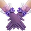 imageBABEYOND Lace Gloves for Women  Bow Short Prom Gloves Evening Elegant Accessories for Wedding Opera PartyDark Purple