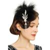 imageBABEYOND Peacock Feather Hair Clip with Rhinestones  Roaring 20s Flapper Fascinator and 1920s Hair Accessories Style 3