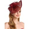 imageBABEYOND Tea Party Fascinator Hat for Women Kentucky Headwear Derby Pillbox Church Hat for Cocktail WeddingWine Red