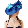 imageBABEYOND Tea Party Fascinator Hat for Women Kentucky Headwear Derby Wide Brim Butterfly Church Hat for Cocktail WeddingRoyal Blue