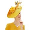 imageBABEYOND Tea Party Fascinator Hat for Women Kentucky Headwear Derby Wide Brim Butterfly Church Hat for Cocktail WeddingYellow