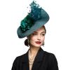 imageBABEYOND Tea Party Fascinator Hat for Women Kentucky Headwear Feather Derby Pillbox Wide Church Hat for Cocktail WeddingDark Green