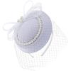 imageBABEYOND Veil Fascinator Hat for Women  Tea Party ampamp Kentucky Derby  Pillbox Hat with Feather ampamp PearlWhite