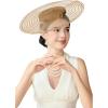 imageBABEYOND Wide Brim Tea Party Fascinator Kentucky Hat Derby Fascinator Wedding Hat for CocktailLight Brown