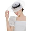imageBABEYOND Wide Brim Tea Party Fascinator Kentucky Hat Derby Fascinator Wedding Hat for CocktailWhite