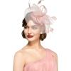 imageBABEYOND Womens Fascinator Hat Kentucky Hat Feather Derby Fascinator Tea Party Hat for Cocktail WeddingNude Pink