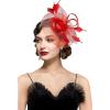 imageBABEYOND Womens Fascinator Hat Kentucky Hat Feather Derby Fascinator Tea Party Hat for Cocktail WeddingRed