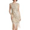 imageBABEYOND Womens Flapper Dresses 1920s Beaded Fringed Great Gatsby DressBeige  Crystal Decorations