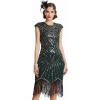 imageBABEYOND Womens Flapper Dresses 1920s Beaded Fringed Great Gatsby DressDarkgreen Gold