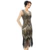 imageBABEYOND Womens Flapper Dresses 1920s V Neck Beaded Fringed Great Gatsby DressGold