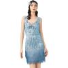 imageBABEYOND Womens Flapper Dresses 1920s V Neck Beaded Fringed Great Gatsby DressLight Blue
