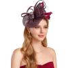 imageBABEYOND Womens Pillbox Fascinator Hat Kentucky Derby Hat Feather Fascinator Headband Tea Party Fascinator Hat for CocktailBwine Red