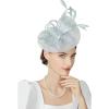 imageBABEYOND Womens Pillbox Fascinator Hat Kentucky Derby Hat Feather Fascinator Headband Tea Party Fascinator Hat for CocktailLight Blue