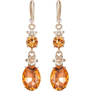 imageBABEYOND 1920s Flapper Art Deco Gatsby Earrings 20s Flapper Gatsby Accessories Vintage Wedding Dangle Pearl EarringsOrange