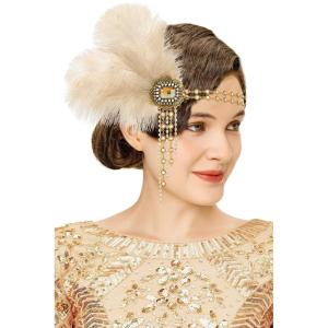imageBABEYOND 1920s Flapper Gatsby Headband Roaring 20s Party HeadpieceChampagne