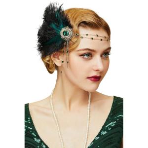 imageBABEYOND 1920s Flapper Gatsby Headband Roaring 20s Party HeadpieceGreen
