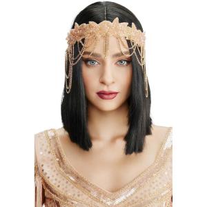 imageBABEYOND 1920s Flapper Headpiece Roaring 20s Headband Great Gatsby Headband Chain for Women Vintage Hair AccessoryChampagne