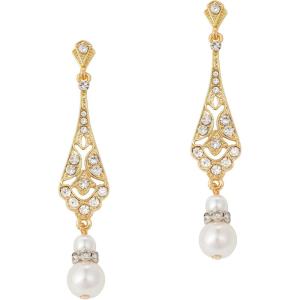 imageBABEYOND 1920s Vintage Wedding Pearl Dangle Drop Earrings Art Deco Gatsby EarringsStyle 5Gold