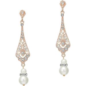 imageBABEYOND 1920s Vintage Wedding Pearl Dangle Drop Earrings Art Deco Gatsby EarringsStyle 5Rose Gold