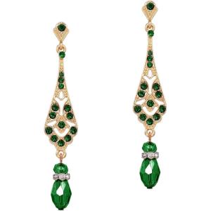 imageBABEYOND 1920s Vintage Wedding Pearl Dangle Drop Earrings Art Deco Gatsby Earringsgoldgreen