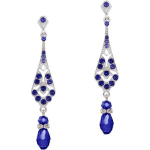 imageBABEYOND 1920s Vintage Wedding Pearl Dangle Drop Earrings Art Deco Gatsby Earringssilverblue