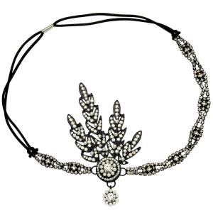 imageBABEYOND Art Deco 1920s Flapper Great Gatsby Inspired Leaf Medallion Pearl Headpiece Headband GoldBlack