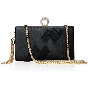 imageBABEYOND Clutch Purses for Women  Evening Bag Tassel Pendant Clutch for Bride Party Prom WeddingBlack