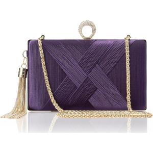 imageBABEYOND Clutch Purses for Women  Evening Bag Tassel Pendant Clutch for Bride Party Prom WeddingPurple