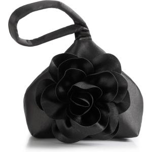 imageBABEYOND Clutch Purses for Women  Evening Bags Flower Satin Handbag Classy Wristlet Purse for Party Daily WeddingBlack
