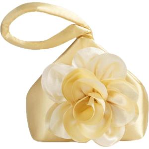 imageBABEYOND Clutch Purses for Women  Evening Bags Flower Satin Handbag Classy Wristlet Purse for Party Daily WeddingGold