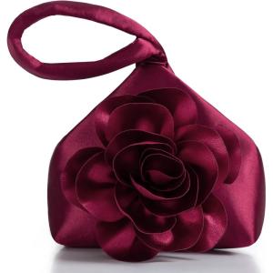imageBABEYOND Clutch Purses for Women  Evening Bags Flower Satin Handbag Classy Wristlet Purse for Party Daily WeddingRed