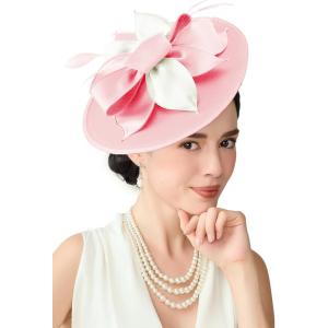 imageBABEYOND Derby Hats for Women  Fascinators Tea Party Hats Headband Wide Brim Fascinator Wedding Cocktail Flower FeathersPink