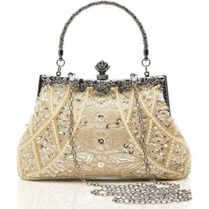 imageBABEYOND Evening Clutch Purses for Women  Vintage Evening Bag Accessories for Women Gatsby 1920s Beaded Sequin Pearl ClutchBeige
