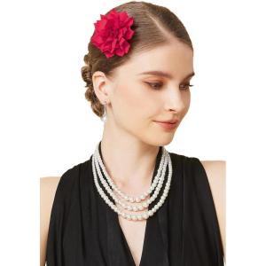 imageBABEYOND Fascinator Hair Clip for Women  Tea Party Kentucky Fascinator Derby Flower Headpiece Bridal Wedding with PinRed