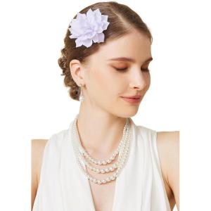 imageBABEYOND Fascinator Hair Clip for Women  Tea Party Kentucky Fascinator Derby Flower Headpiece Bridal Wedding with PinWhite