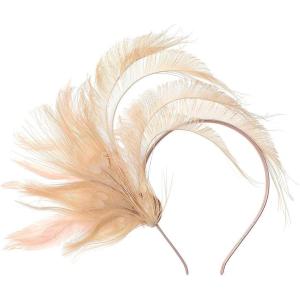 imageBABEYOND Fascinator Hat Feather Fascinator Hair Clip Tea Party Pillbox Derby Hat Fascinator Headband for Bridal WeddingChampagne