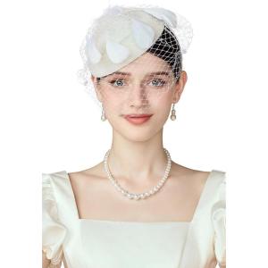 imageBABEYOND Fascinator Hat Veil Feather Fascinators Hair Clip Tea Party Pillbox Derby Hat Fascinator Bridal WeddingOffwhite