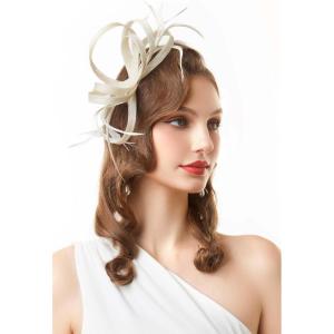 imageBABEYOND Fascinator Hats for Women  Tea Party Hats Fascinators Kentucky Headwear Derby Hat Wedding Feather Ribbon HeadbandYbeige