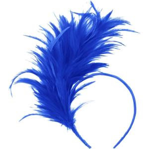 imageBABEYOND Fascinator Hats for Women Feather Headband Kentucky Headpiece Gatsby Derby Hat for Cocktail Wedding Tea PartyBlue
