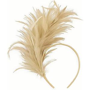 imageBABEYOND Fascinator Hats for Women Feather Headband Kentucky Headpiece Gatsby Derby Hat for Cocktail Wedding Tea PartyChampagne Gold