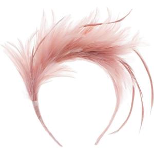 imageBABEYOND Fascinator Hats for Women Feather Headband Kentucky Headpiece Gatsby Derby Hat for Cocktail Wedding Tea PartyNude Pink