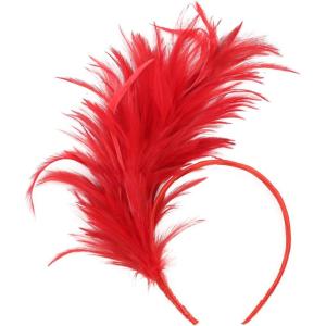 imageBABEYOND Fascinator Hats for Women Feather Headband Kentucky Headpiece Gatsby Derby Hat for Cocktail Wedding Tea PartyRed
