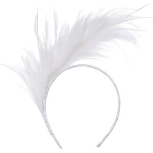 imageBABEYOND Fascinator Hats for Women Feather Headband Kentucky Headpiece Gatsby Derby Hat for Cocktail Wedding Tea PartyWhite