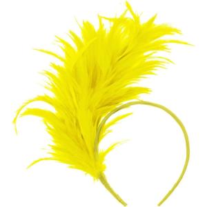 imageBABEYOND Fascinator Hats for Women Feather Headband Kentucky Headpiece Gatsby Derby Hat for Cocktail Wedding Tea PartyYellow