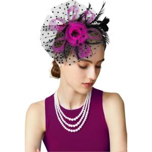 imageBABEYOND Fascinator Hats for Women Tea Party Hat Kentucky Fascinators Headband Derby Hats Wedding Flower Feathers Hair ClipBlack Rose