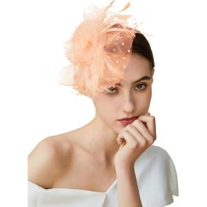 imageBABEYOND Fascinator Hats for Women Tea Party Hat Kentucky Fascinators Headband Derby Hats Wedding Flower Feathers Hair ClipChampagne