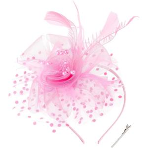 imageBABEYOND Fascinator Hats for Women Tea Party Hat Kentucky Fascinators Headband Derby Hats Wedding Flower Feathers Hair ClipPink