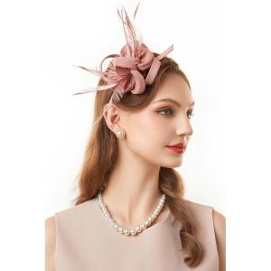 imageBABEYOND Fascinator Hats for Women Tea Party Hat Kentucky Knot Fascinators Headband Derby Hats Hair Clip WeddingSnude Pink