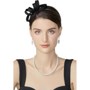 imageBABEYOND Fascinator Headband for Women  Tea Party Kentucky Bow Headband Derby Bridal Wedding Daily Headpiece with Hair ClipBlack1