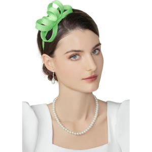 imageBABEYOND Fascinator Headband for Women  Tea Party Kentucky Bow Headband Derby Bridal Wedding Daily Headpiece with Hair ClipLight Green